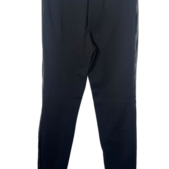 Tory Burch Faux Leather Panel Ankle Zip Pants Black Medium Work Chic - Picture 2 of 8